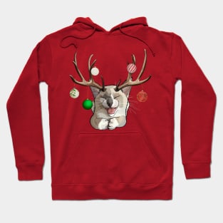 Snowshoe Siamese Catalope with Christmas Ball Ornaments Hoodie